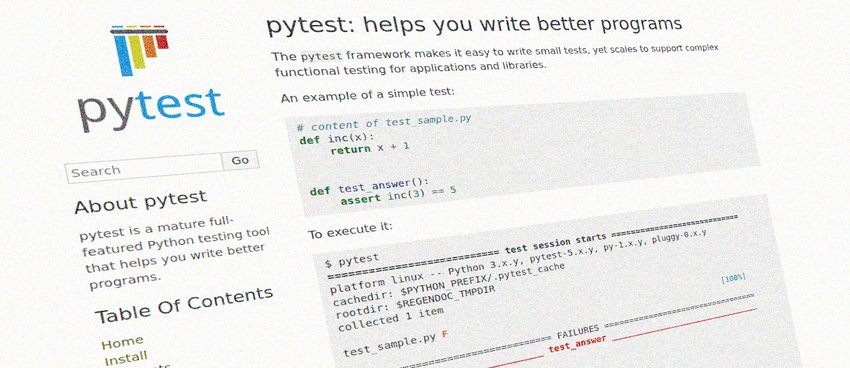 pytest homepage, stylized