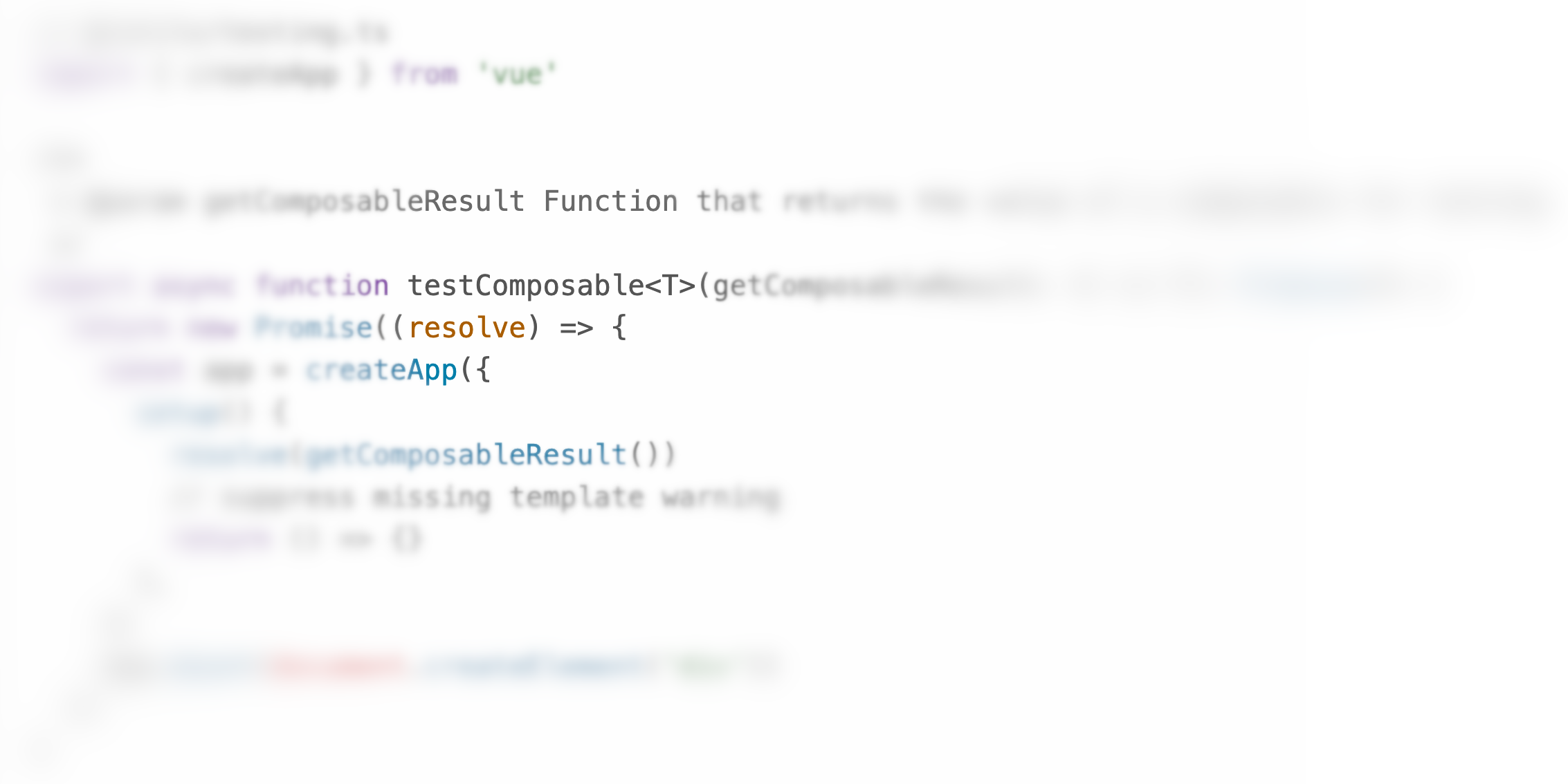 Blurred image of the testComposable function mentioned in the post