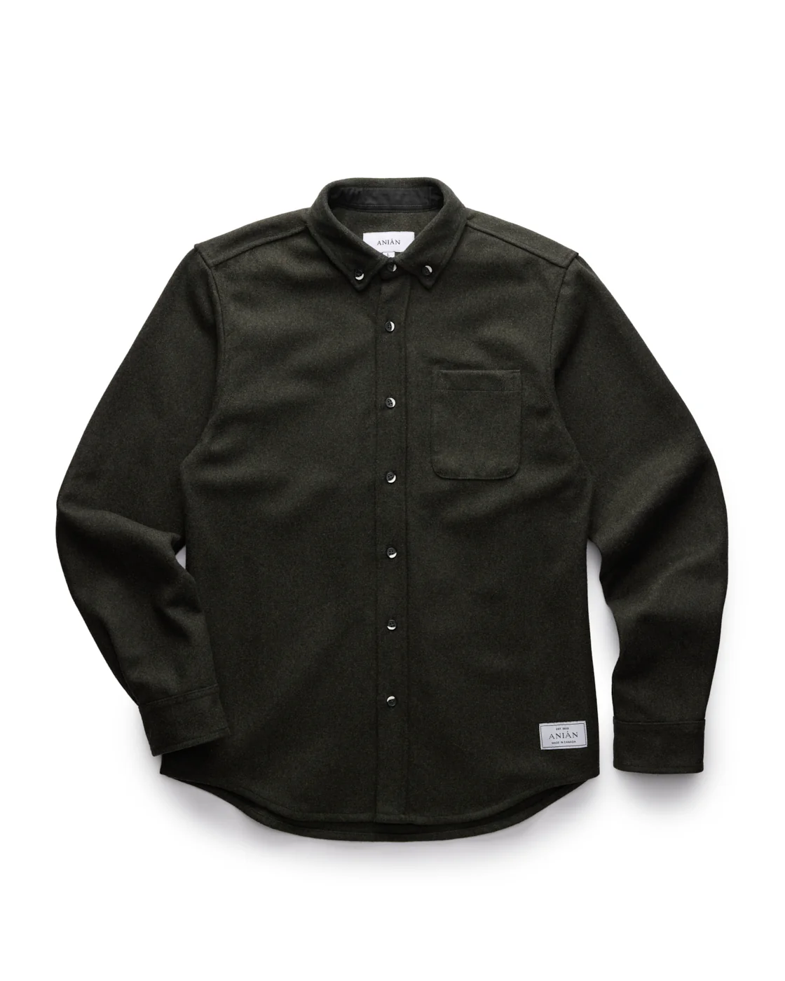 The Modern Melton Wool Shirt in olive