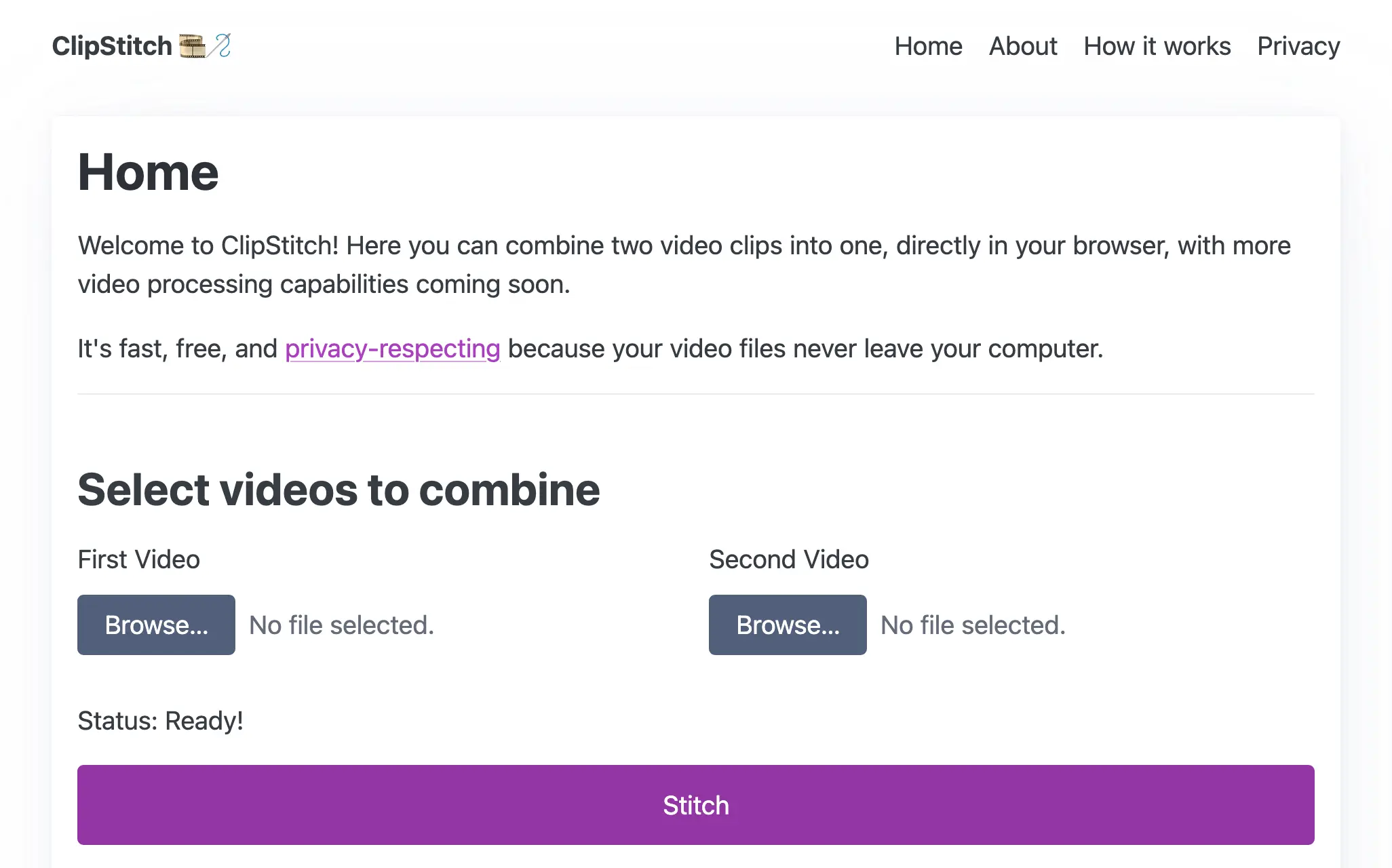 Homepage of clipstich.ca