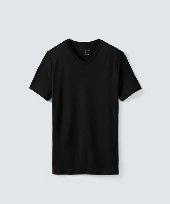 Men's merino v-neck t-shirt in black