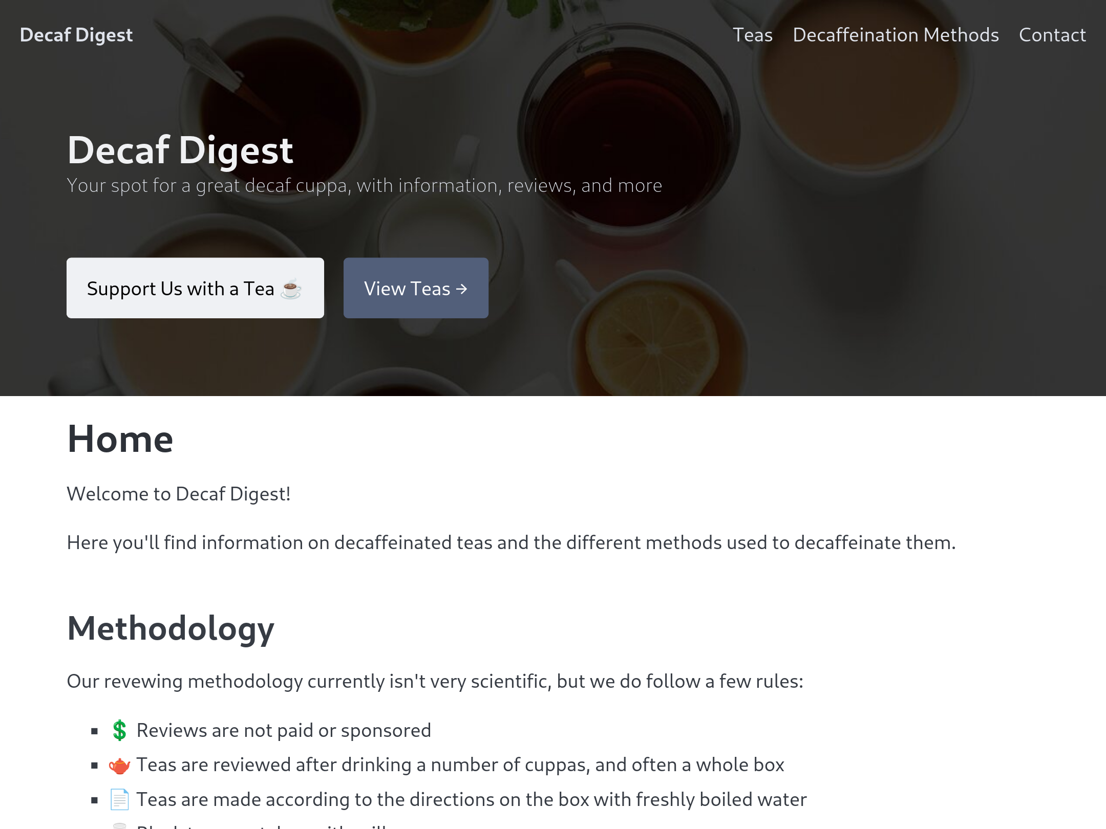 Homepage of decafdigest.com